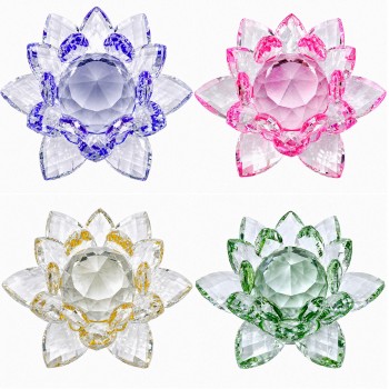 FLOR DE LÓTUS DECORATIVA EM VIDRO 13CM REF: AP7814T-60