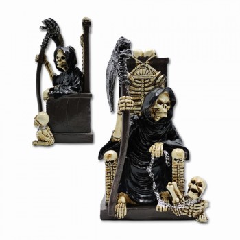 ENFEITE DECORATIVO MODELO CAVEIRA DA MORTE EM RESINA REF: AP6002