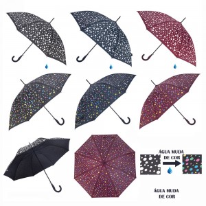 GUARDA CHUVA LONGO MUDA DE COR MODELO BOLINHAS 60CM REF: AP1803 GUARDA CHUVA LONGO MUDA DE COR MODELO BOLINHAS 60CM REF: AP1803