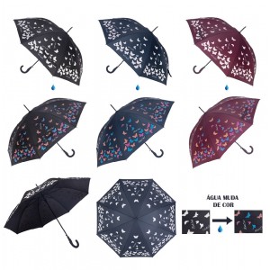 GUARDA CHUVA LONGO MUDA DE COR MODELO BORBOLETAS 60CM REF: AP1810 GUARDA CHUVA LONGO MUDA DE COR MODELO BORBOLETAS 60CM REF: AP1810