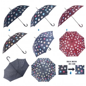 GUARDA CHUVA LONGO MUDA DE COR MODELO FLORES 60CM REF: APRST1811 GUARDA CHUVA LONGO MUDA DE COR MODELO FLORES 60CM REF: APRST1811