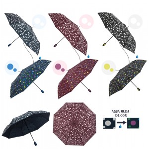 GUARDA CHUVA DOBRÁVEL MUDA DE COR MODELO BOLINHAS REF: AP3803A GUARDA CHUVA DOBRÁVEL MUDA DE COR MODELO BOLINHAS REF: AP3803A