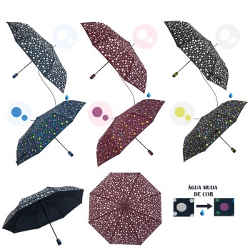 GUARDA CHUVA DOBRÁVEL MUDA DE COR MODELO BOLINHAS REF: AP3803A GUARDA CHUVA DOBRÁVEL MUDA DE COR MODELO BOLINHAS REF: AP3803A