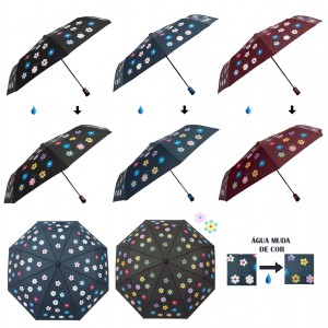 GUARDA CHUVA DOBRÁVEL MUDA DE COR MODELO FLORES REF: AP3811A GUARDA CHUVA DOBRÁVEL MUDA DE COR MODELO FLORES REF: AP3811A