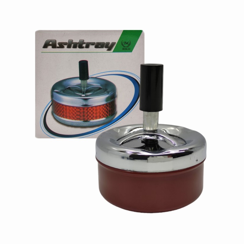 CINZEIRO REDONDO DE MESA EM METAL MARROM REF: APBK6004-B3