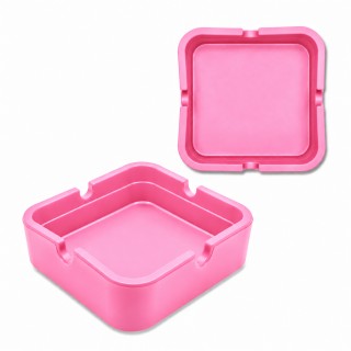 CINZEIRO DE MESA QUADRADO EM SILICONE COR ROSA REF: PPS040-C