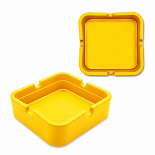 CINZEIRO DE MESA QUADRADO EM SILICONE COR AMARELO REF: PPS040-F