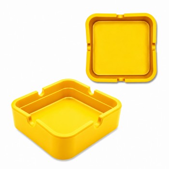 CINZEIRO DE MESA QUADRADO EM SILICONE COR AMARELO REF: PPS040-F CINZEIRO DE MESA QUADRADO EM SILICONE COR AMARELO REF: PPS040-F