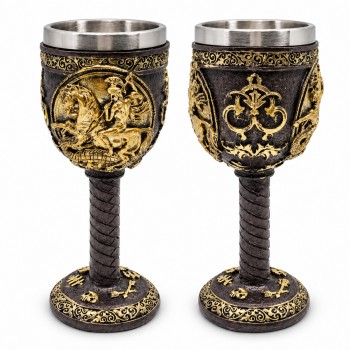 TAÇA MEDIEVAL MODELO SÃO JORGE EM RESINA 180ML REF: AP220101A