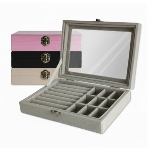 CAIXA PORTA JÓIAS EM VELUDO E ACRÍLICO REF: AP7128-3