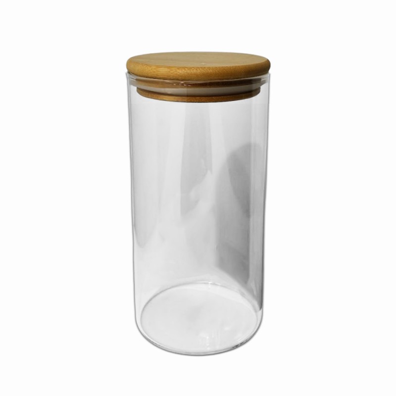 POTE DE VIDRO COM TAMPA EM BAMBU 550ML REF: APP85150