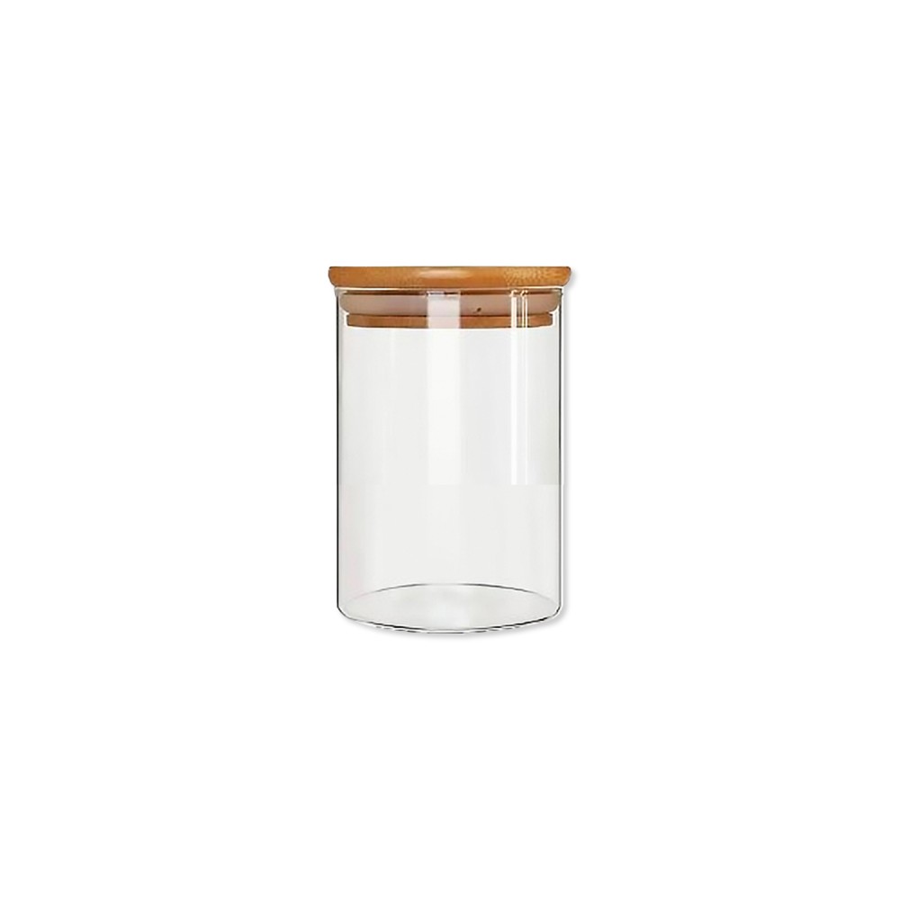 POTE DE VIDRO COM TAMPA EM BAMBU 550ML REF: APP1010