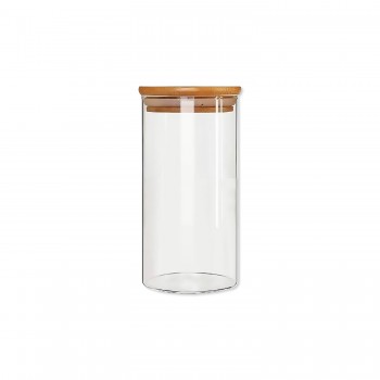 POTE DE VIDRO COM TAMPA EM BAMBU 950ML REF: APP1015