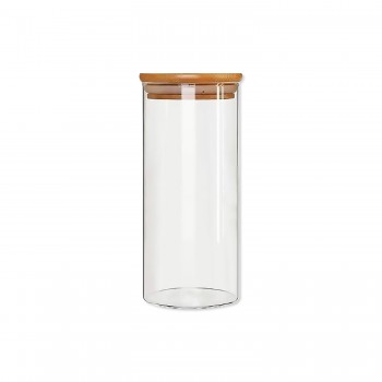 POTE DE VIDRO COM TAMPA EM BAMBU 1100ML REF: APP1018