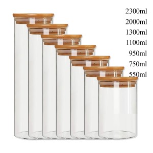 POTE DE VIDRO COM TAMPA EM BAMBU 1300ML REF: APP1020  POTE DE VIDRO COM TAMPA EM BAMBU 1300ML REF: APP1020