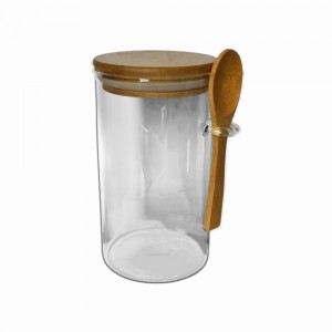 POTE DE VIDRO COM TAMPA EM BAMBU 550ML REF: APPS8515 POTE DE VIDRO COM TAMPA EM BAMBU 550ML REF: APPS8515