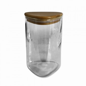 POTE DE VIDRO COM TAMPA EM BAMBU 1200ML REF: AP358
