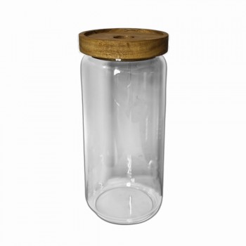 POTE DE VIDRO COM TAMPA EM BAMBU 950ML REF: APW920