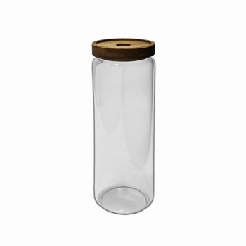 POTE DE VIDRO COM TAMPA EM BAMBU 1.350ML REF: APW925