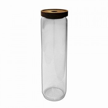POTE DE VIDRO COM TAMPA EM BAMBU 1.550ML REF: APW930