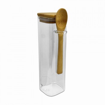 POTE DE VIDRO COM TAMPA EM BAMBU 520ML REF: APSQ620 POTE DE VIDRO COM TAMPA EM BAMBU 520ML REF: APSQ620