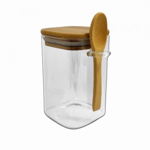 POTE DE VIDRO COM TAMPA EM BAMBU 550ML REF: APSQ812 POTE DE VIDRO COM TAMPA EM BAMBU 550ML REF: APSQ812