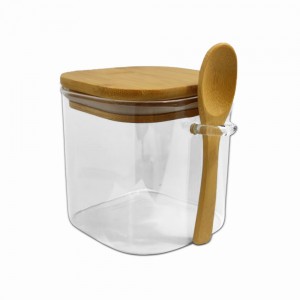 POTE DE VIDRO COM TAMPA EM BAMBU 550ML REF: APSQ100 POTE DE VIDRO COM TAMPA EM BAMBU 550ML REF: APSQ100
