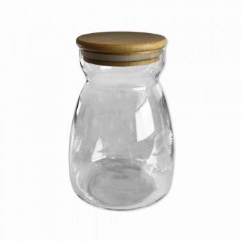POTE DE VIDRO COM TAMPA EM BAMBU 950ML REF: APT02