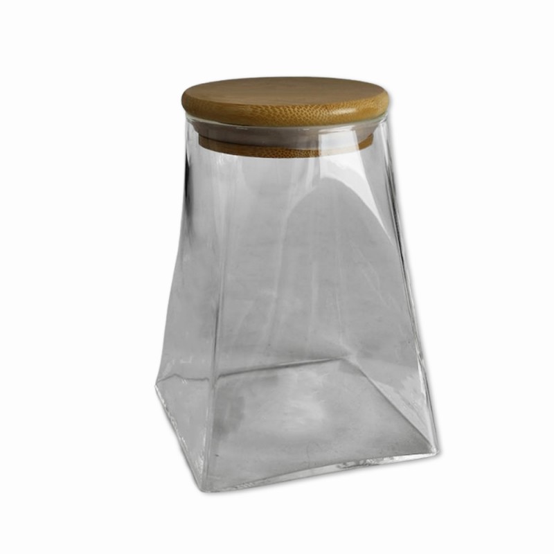 POTE DE VIDRO COM TAMPA EM BAMBU 1000ML REF: APSF04