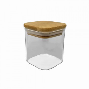 POTE DE VIDRO COM TAMPA EM BAMBU 200ML REF: APF66 POTE DE VIDRO COM TAMPA EM BAMBU 200ML REF: APF66