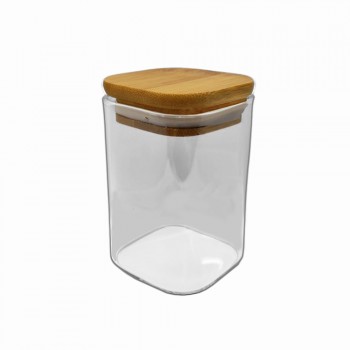 POTE DE VIDRO COM TAMPA EM BAMBU 350ML REF: APF610 POTE DE VIDRO COM TAMPA EM BAMBU 350ML REF: APF610