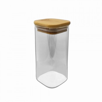 POTE DE VIDRO COM TAMPA EM BAMBU 400ML REF: APF612 POTE DE VIDRO COM TAMPA EM BAMBU 400ML REF: APF612