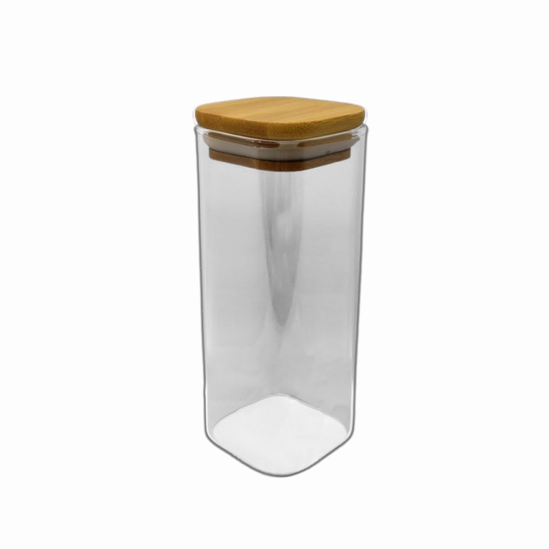 POTE DE VIDRO COM TAMPA EM BAMBU 450ML REF: APF615