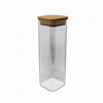 POTE DE VIDRO COM TAMPA EM BAMBU 500ML REF: APF618 POTE DE VIDRO COM TAMPA EM BAMBU 500ML REF: APF618