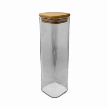 POTE DE VIDRO COM TAMPA EM BAMBU 600ML REF: APF620 POTE DE VIDRO COM TAMPA EM BAMBU 600ML REF: APF620