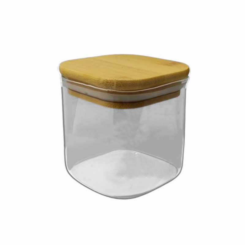 POTE DE VIDRO COM TAMPA EM BAMBU 280ML REF: APF88