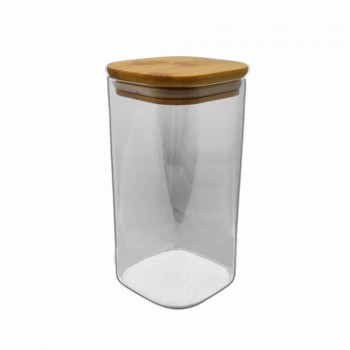 POTE DE VIDRO COM TAMPA EM BAMBU 800ML REF: APF815 POTE DE VIDRO COM TAMPA EM BAMBU 800ML REF: APF815