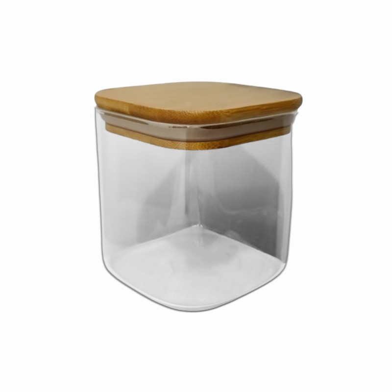 POTE DE VIDRO COM TAMPA EM BAMBU 800ML REF: APF10