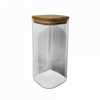 POTE DE VIDRO COM TAMPA EM BAMBU 1600ML REF: APF10200 POTE DE VIDRO COM TAMPA EM BAMBU 1600ML REF: APF10200