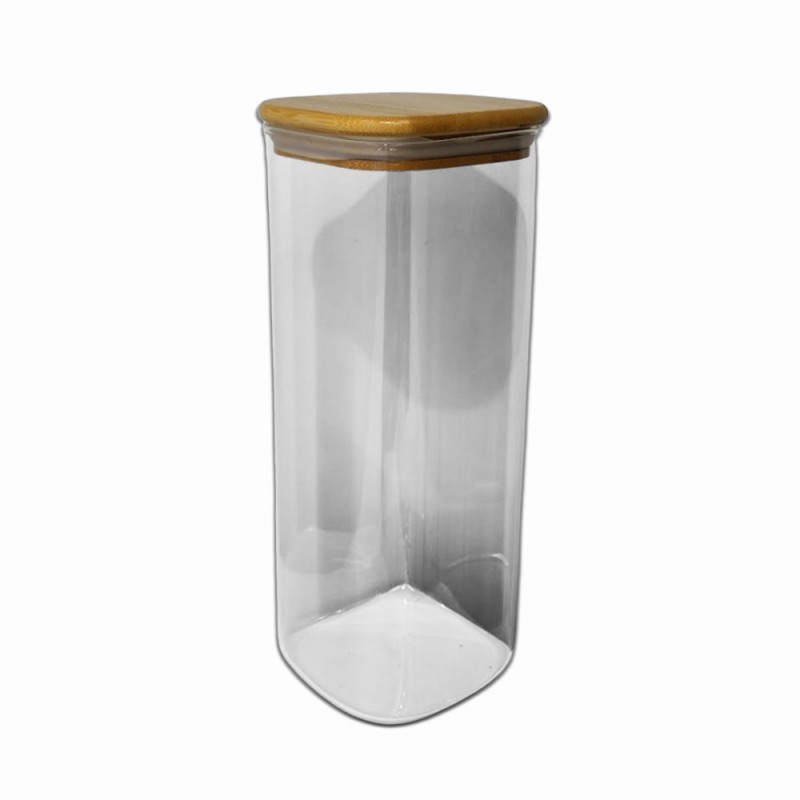 POTE DE VIDRO COM TAMPA EM BAMBU 1750ML REF: APF10250