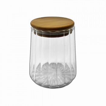 POTE DE VIDRO COM TAMPA EM BAMBU 500ML REF: APS6 POTE DE VIDRO COM TAMPA EM BAMBU 500ML REF: APS6