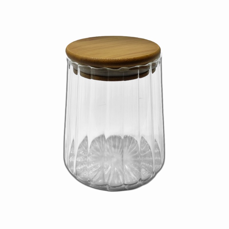 POTE DE VIDRO COM TAMPA EM BAMBU 500ML REF: APS6