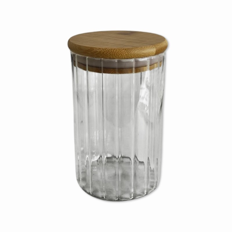 POTE DE VIDRO COM TAMPA EM BAMBU 550ML REF: APS812