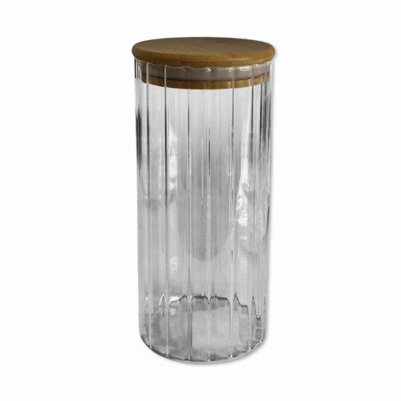 POTE DE VIDRO COM TAMPA EM BAMBU 950ML REF: APS818