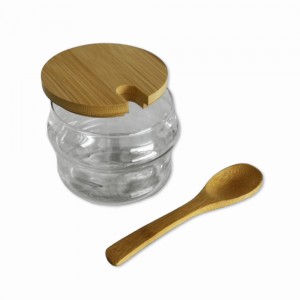MELEIRA EM VIDRO COM TAMPA E COLHER EM BAMBU 250ML REF: APY88 MELEIRA EM VIDRO COM TAMPA E COLHER EM BAMBU 250ML REF: APY88