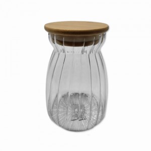 POTE DE VIDRO COM TAMPA EM BAMBU 750ML REF: AP750 POTE DE VIDRO COM TAMPA EM BAMBU 750ML REF: AP750