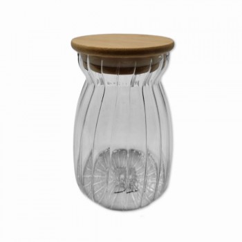 POTE DE VIDRO COM TAMPA EM BAMBU 750ML REF: AP750 POTE DE VIDRO COM TAMPA EM BAMBU 750ML REF: AP750