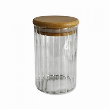 POTE DE VIDRO COM TAMPA EM BAMBU 300ML REF: APR6510