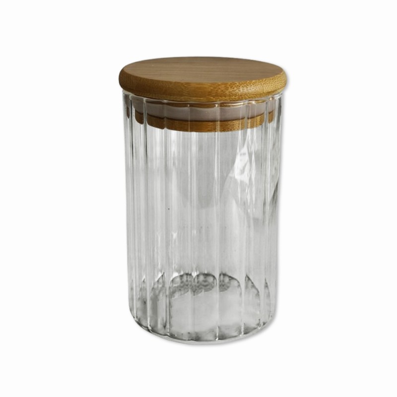 POTE DE VIDRO COM TAMPA EM BAMBU 300ML REF: APR6510