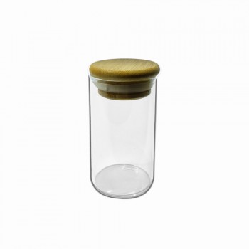 POTE DE VIDRO COM TAMPA EM BAMBU 100ML REF: APG4780
